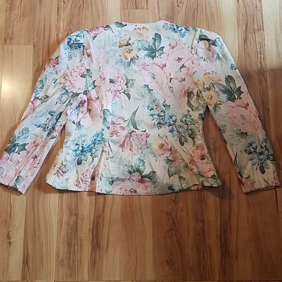 Vintage 80s 90s Floral Scalloped Blazer - Picture 4 of 11